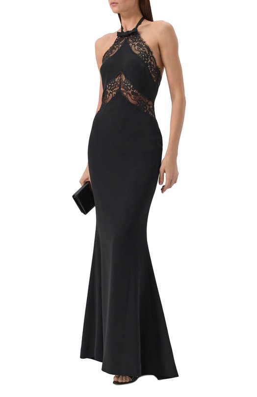 Платье из шелка и хлопка Elie Saab D0985NR26/CDL03 Чёрный  D0985NR26/CDL03 Фото 2