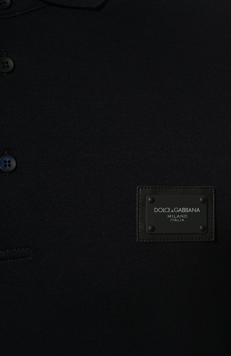 Мужское хлопковое поло DOLCE & GABBANA темно-синего цвета, арт. G8KK1T/FU7EN | Фото 5 (Рукава: Короткие; Материал внешний: Хлопок; Статус проверки: Проверена категория; Длина (для топов): Удлиненные; Застежка: Пуговицы; Региональные ограничения белый список (Axapta Mercury): RU; Стили: Кэжуэл; Материал сплава: Проставлено; Ювелирные украшения: Назначено; Драгоценные камни: Проставлено; Принт: Без принта; Мужское Кросс-КТ: Футболка-одежда)