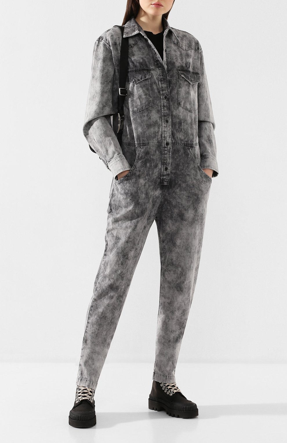 Джинсовый комбинезон ISABEL MARANT ETOILE серого цвета по цене 53950 руб., арт. CB0262-20P022E/IDESIA, фото 2 Джинсовый комбинезон ISABEL MARANT ETOILE, арт. CB0262-20P022E/IDESIA, фото 2