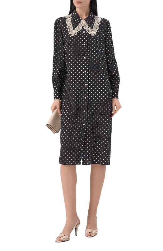 Шелковое платье Valentino 8B3VAHV7/9DW Чёрно-белый  8B3VAHV7/9DW Фото 2