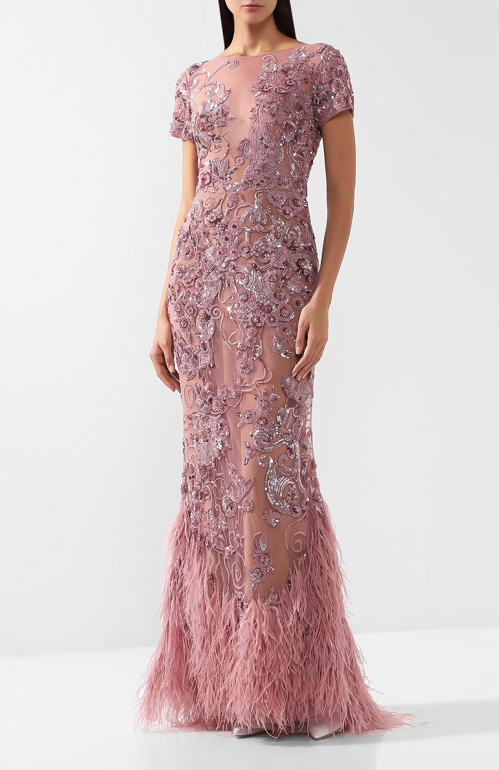 Платье-макси с перьями и декоративной отделкой ZUHAIR MURAD, арт. DRP18001/NFTU002, фото 3