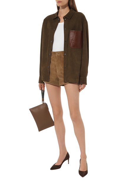 Замшевые шорты PETAR PETROV коричневого цвета по цене 123500 руб., арт. S24LP12, фото 2 Замшевые шорты PETAR PETROV, арт. S24LP12, фото 2