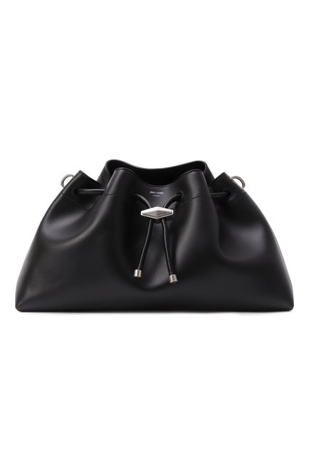 Женская сумка bon bon JIMMY CHOO черного цвета, арт. B0N B0N BCKT E/W/HUT | Фото 1 (Материал сплава: Проставлено; Драгоценные камни: Проставлено; Размер: medium; Ремень/цепочка: На ремешке; Материал: Натуральная кожа)