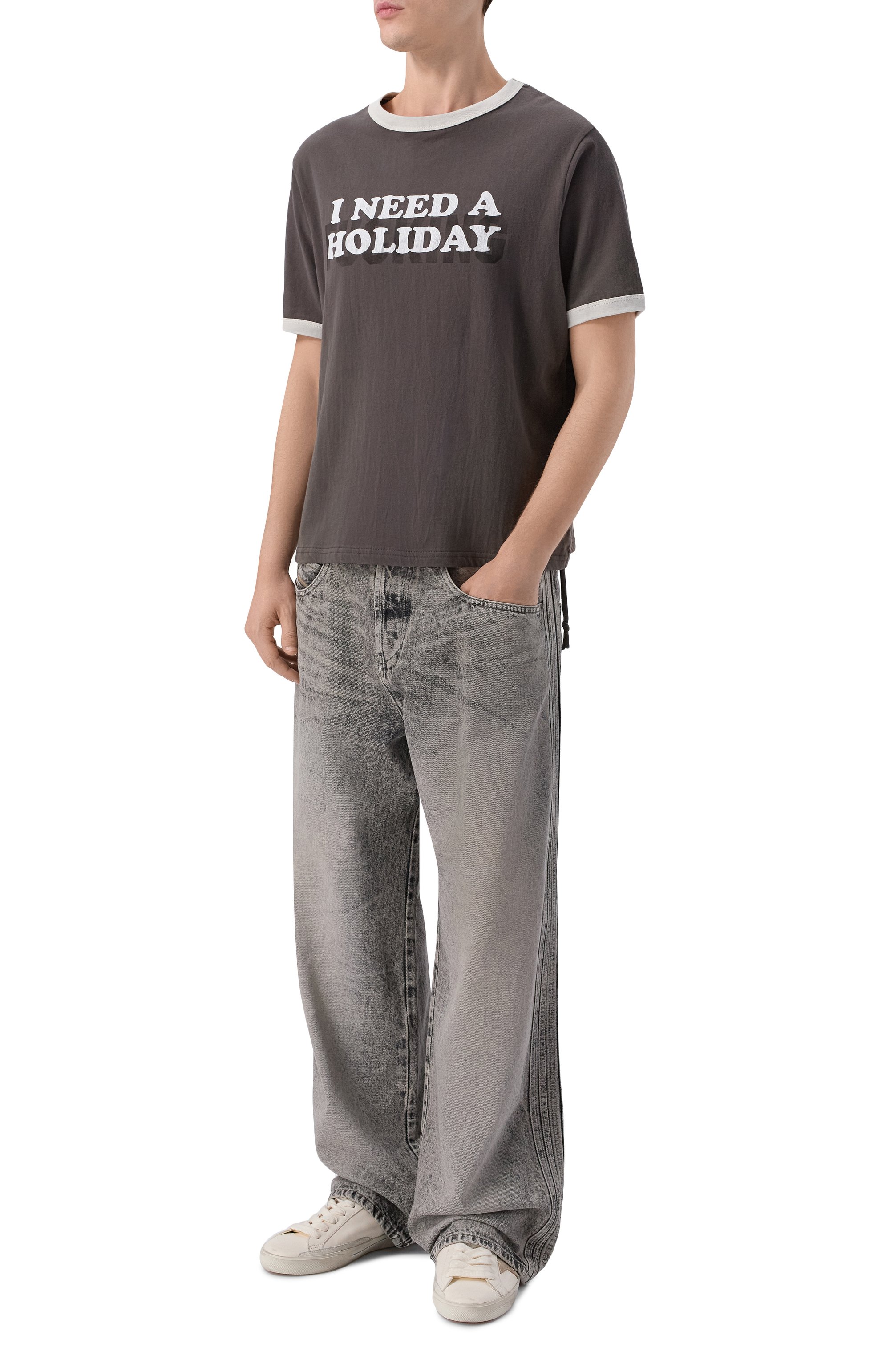 Хлопковая футболка KSUBI темно-серого цвета по цене 15950 руб., арт. MSP26TE011, фото 2 Хлопковая футболка KSUBI, арт. MSP26TE011, фото 2