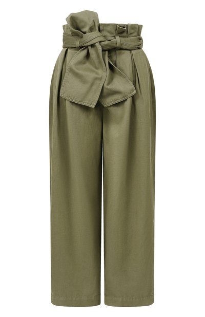 Женские брюки из хлопка и льна BALMAIN, арт. GF0PQ285/CG64