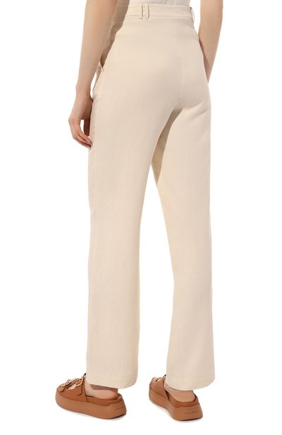 Брюки из вискозы и льна PATRIZIA PEPE кремового цвета по цене 26200 руб., арт. 2P1491_A052, фото 4 Брюки из вискозы и льна PATRIZIA PEPE, арт. 2P1491_A052, фото 4