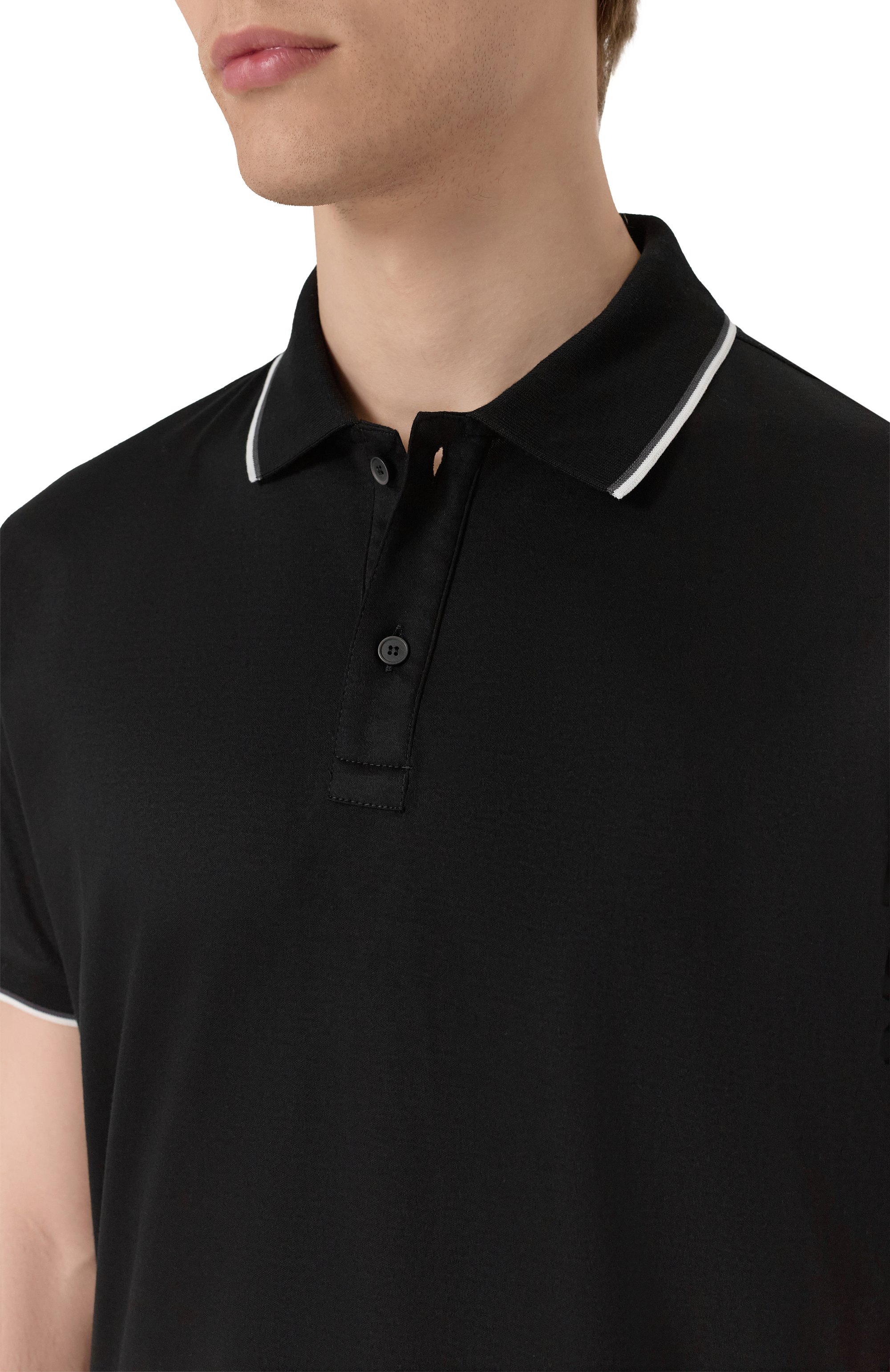 Поло из хлопка и лиоцелла PAUL&SHARK черного цвета по цене 29950 руб., арт. 15311711, фото 5 Поло из хлопка и лиоцелла PAUL&SHARK, арт. 15311711, фото 5