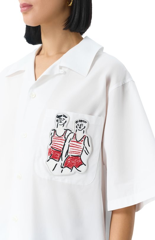 Хлопковая рубашка MSGM 3840ME06X/257100 Белый  3840ME06X/257100 Фото 5