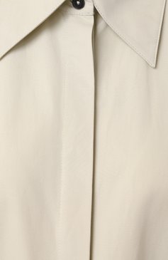 Женское хлопковое платье JIL SANDER светло-зеленого цвета, арт. J04CT0005-J45002 | Фото 6 (Длина Ж (юбки, платья, шорты): Миди; Рукава: Длинные; Драгоценные камни: Проставлено; Материал сплава: Проставлено; Случай: Повседневный; Женское Кросс-КТ: Платье-одежда; Стили: Кэжуэл; Материал внешний: Хлопок)