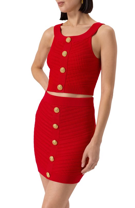 Топ из вискозы Balmain EF0AB426/KI42 Красный  EF0AB426/KI42 Фото 3