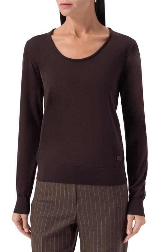 Кашемировый пуловер Dolce & Gabbana FXXAFZ/JBW0P Коричневый  FXXAFZ/JBW0P Фото 3