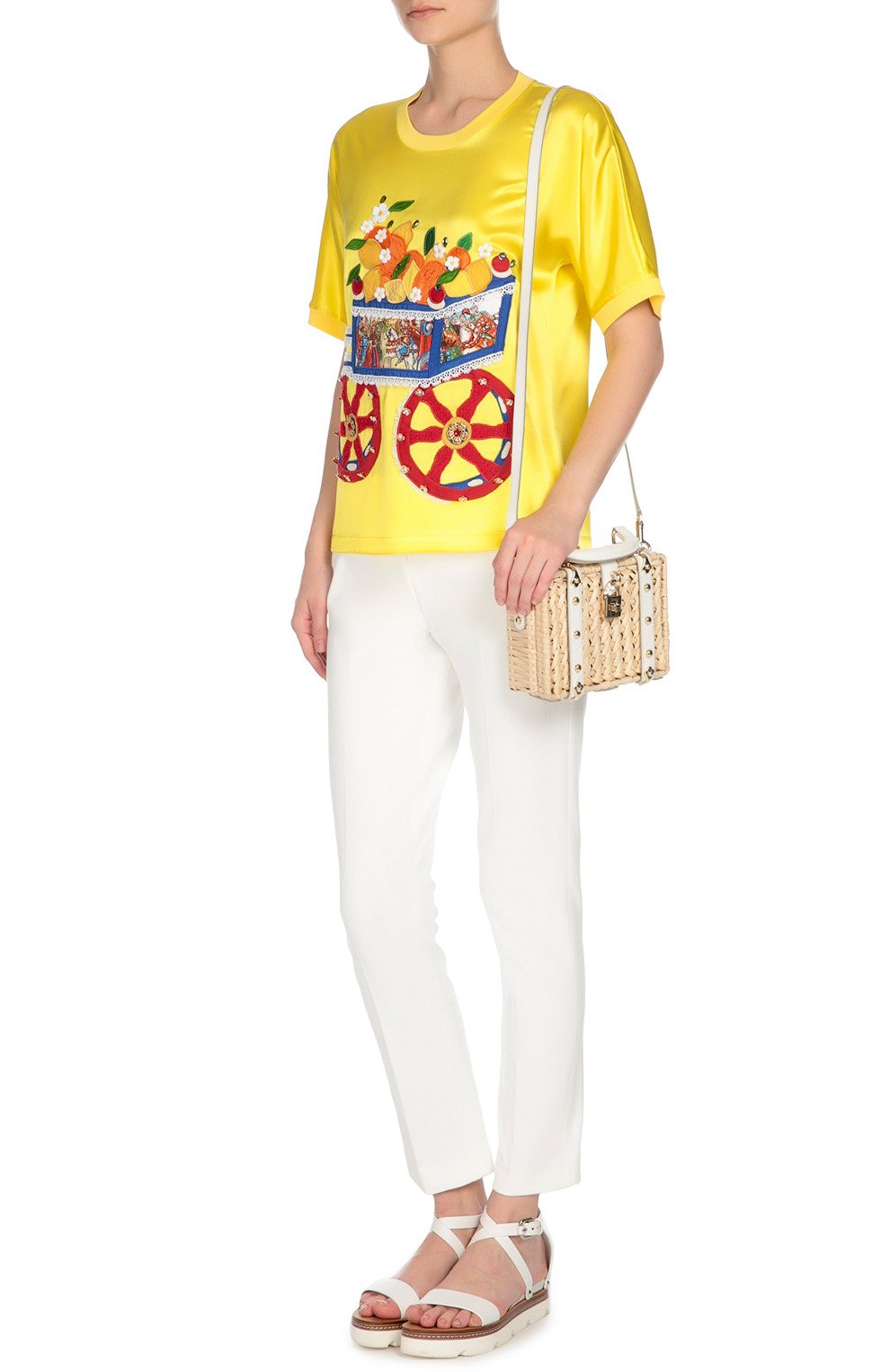Шелковый топ прямого кроя с вышивкой DOLCE & GABBANA, арт. 0102/F7U11Z/TNAAF, фото 4