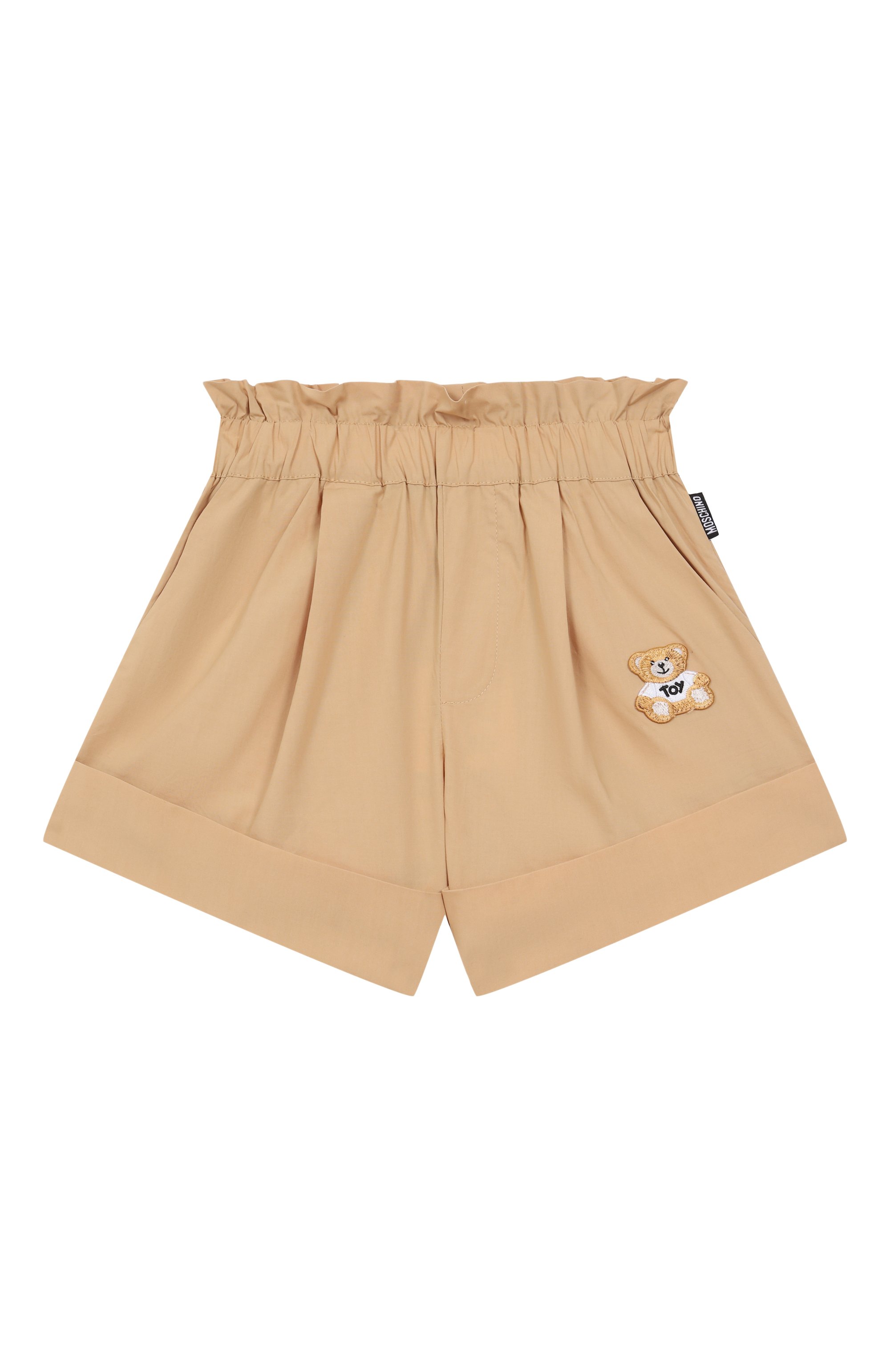 Хлопковые шорты MOSCHINO бежевого цвета по цене 14450 руб., арт. HAQ018/LLA12/4-8, фото 1 Хлопковые шорты MOSCHINO, арт. HAQ018/LLA12/4-8, фото 1