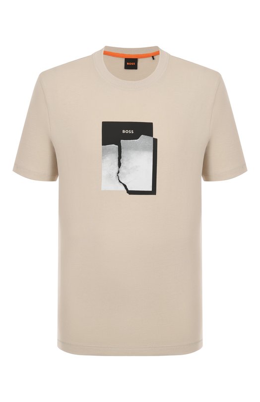 Хлопковая футболка BOSS Orange 50554640 Бежевый 50554640
