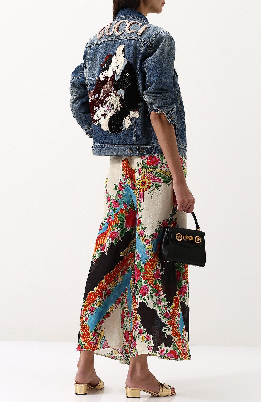 Джинсовая куртка с потертостями и принтом на спине GUCCI, арт. 502750/XR949, фото 2