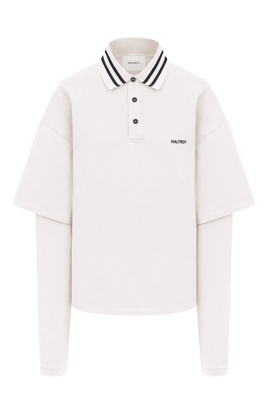 Хлопковое поло Halfboy HS261WT003 PK002/L0NGSLEEVE P0L0 Белый HS261WT003 PK002/L0NGSLEEVE P0L0