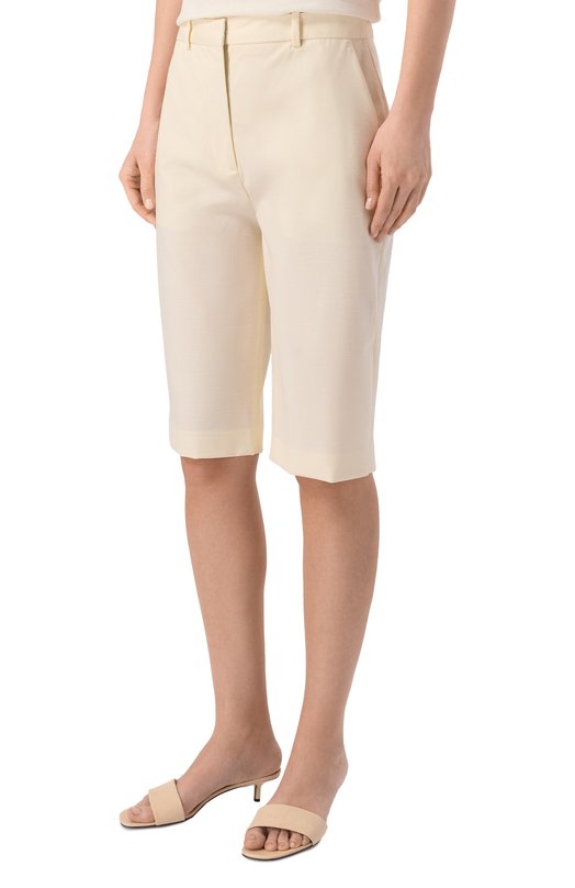 Шорты из шерсти и шелка Loulou de Saison RAY Кремовый  RAY Фото 3