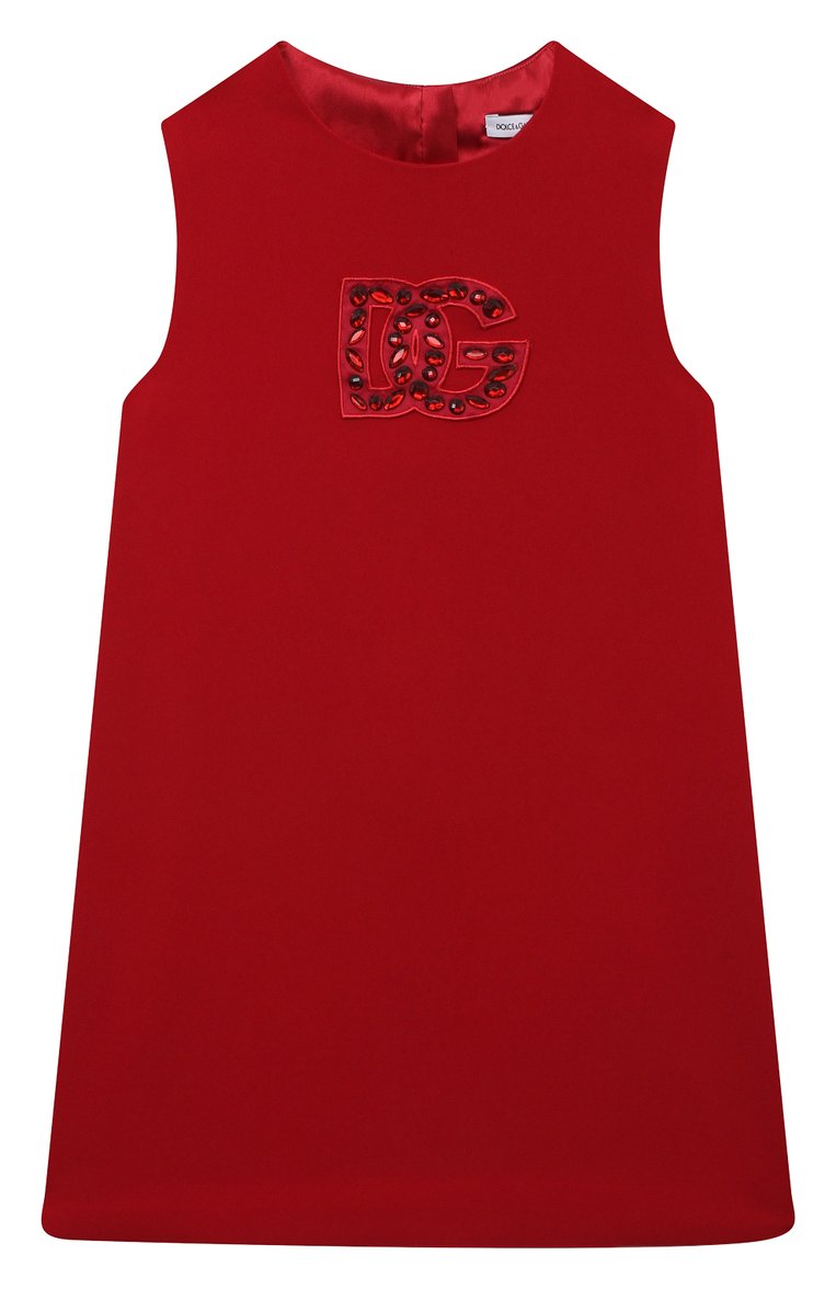 Детское платье DOLCE & GABBANA красного цвета, арт. L53DP3/G7K7J/8-14 | Фото 1 (Материал внешний: Синтетический материал; Материал подклада: Шелк; Стили: Классический; Рукава: Без рукавов; Автоматизация ТО: Проставлено; Автоматизация состава: Проставлено)