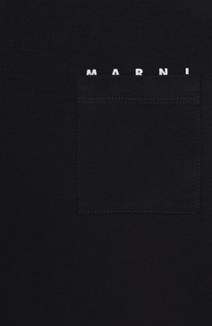 Детская хлопковая футболка MARNI темно-синего цвета, арт. M01415/M00RF | Фото 3 (Рукава: Короткие; Материал внешний: Хлопок; Девочки Кросс-КТ: футболка-одежда; Автоматизация ТО: Проставлено; Автоматизация состава: Проставлено; Ростовка одежда: 4 года | 104 см, 6 лет | 116 см, 8 лет | 128 см, 10 - 11 лет | 140 - 146см, 13 - 15 лет | 158 см, 16 лет | 164 см)