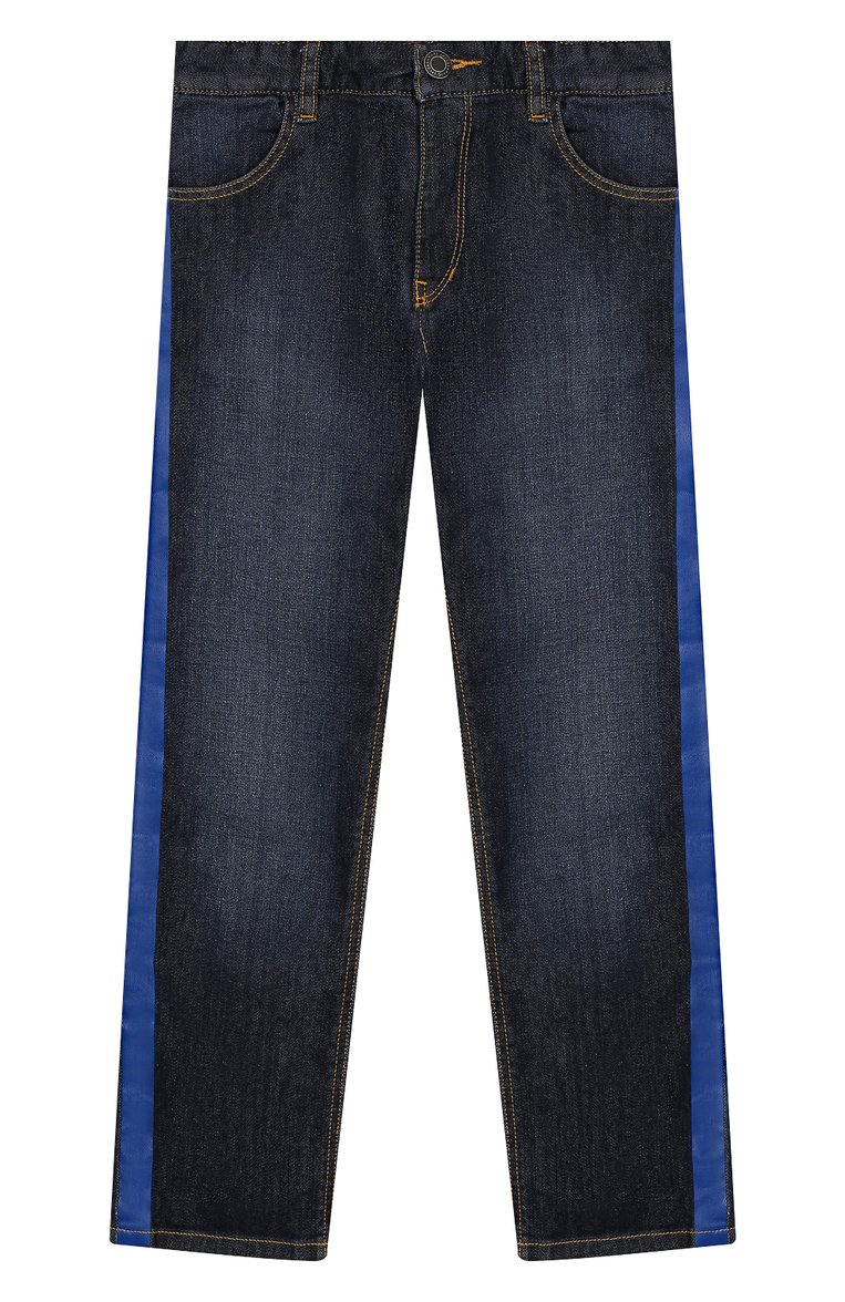 Детские джинсы с лампасами MARC JACOBS (THE) синего цвета, арт. W24202 | Фото 1 (Статус проверки: Проверено, Требуются правки, Проверена категория; Детали: Потертости; Нос: Не проставлено; Ростовка одежда: 9 лет | 134 см, 3 года | 98 см, 4 года | 104 см, 5 лет | 110 см, 7 лет | 122 см)