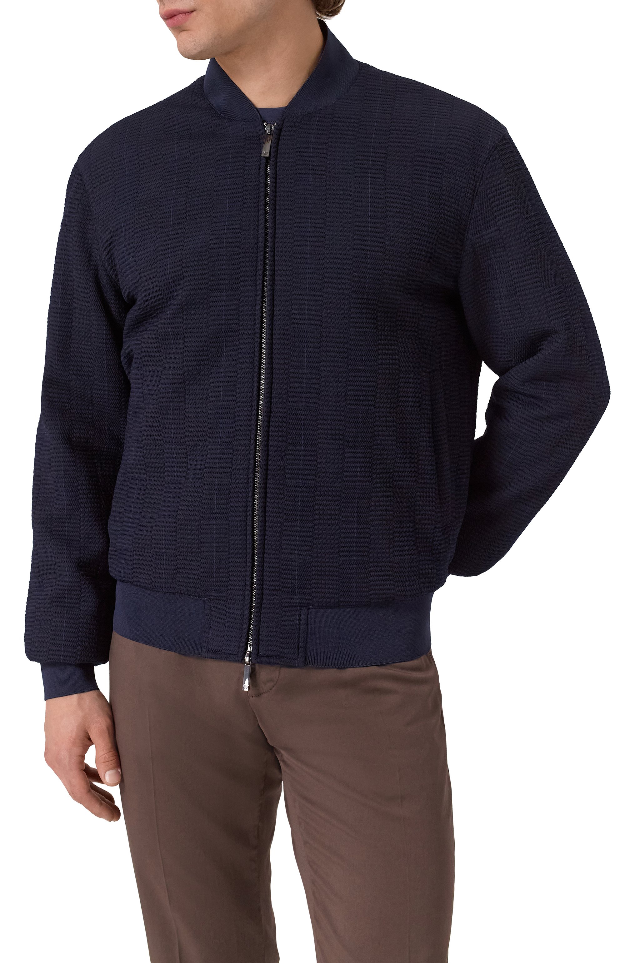 Шерстяной бомбер EMPORIO ARMANI темно-синего цвета по цене 91950 руб., арт. EM001265/AF14072, фото 3 Шерстяной бомбер EMPORIO ARMANI, арт. EM001265/AF14072, фото 3