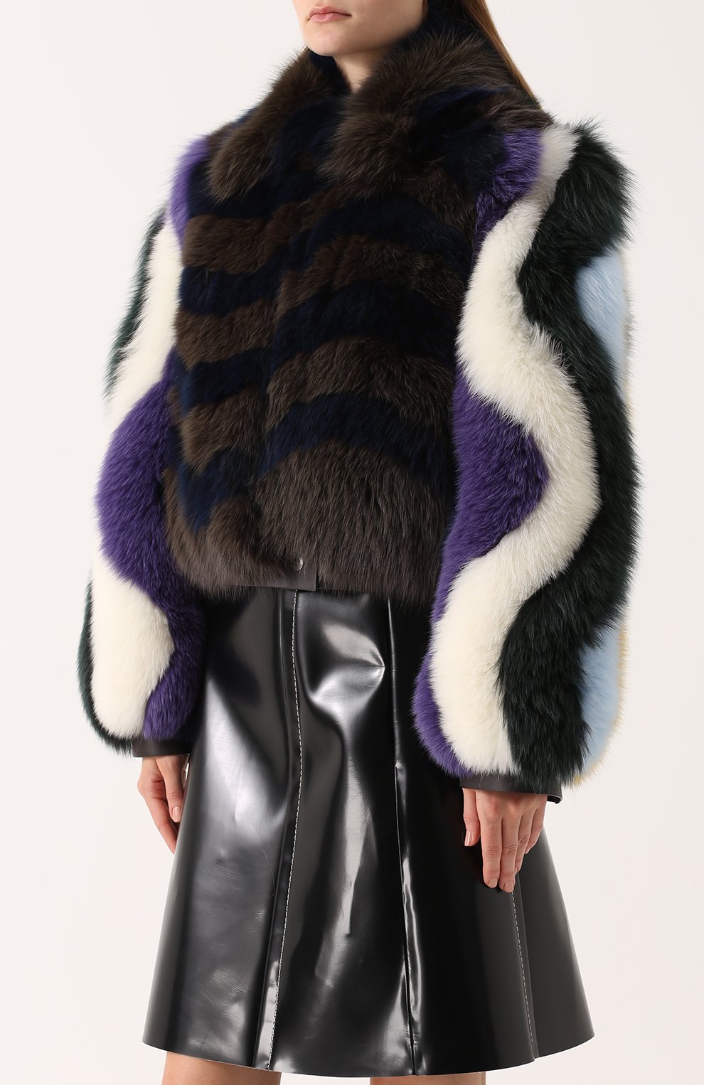 Укороченная шу ба из меха лисы с контрастной отделкой FENDI, арт. FNE08E/SDH, фото 3