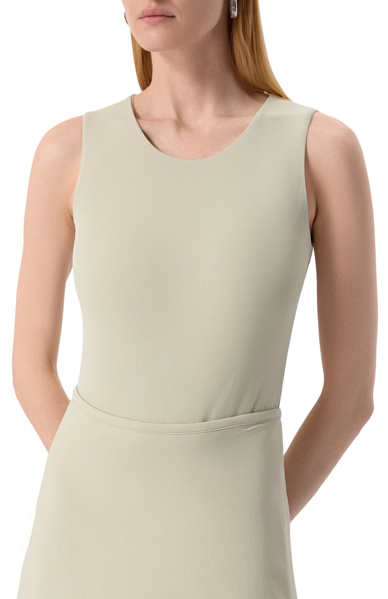 Женское боди из вискозы JIL SANDER светло-зеленого цвета, арт. J04NC0001/J65016 | Фото 3 (Материал внешний: Вискоза; Кросс-КТ: костюм; Рукава: Без рукавов; Стили: Минимализм; Автоматизация состава: Проставлено; Автоматизация ТО: Проставлено)