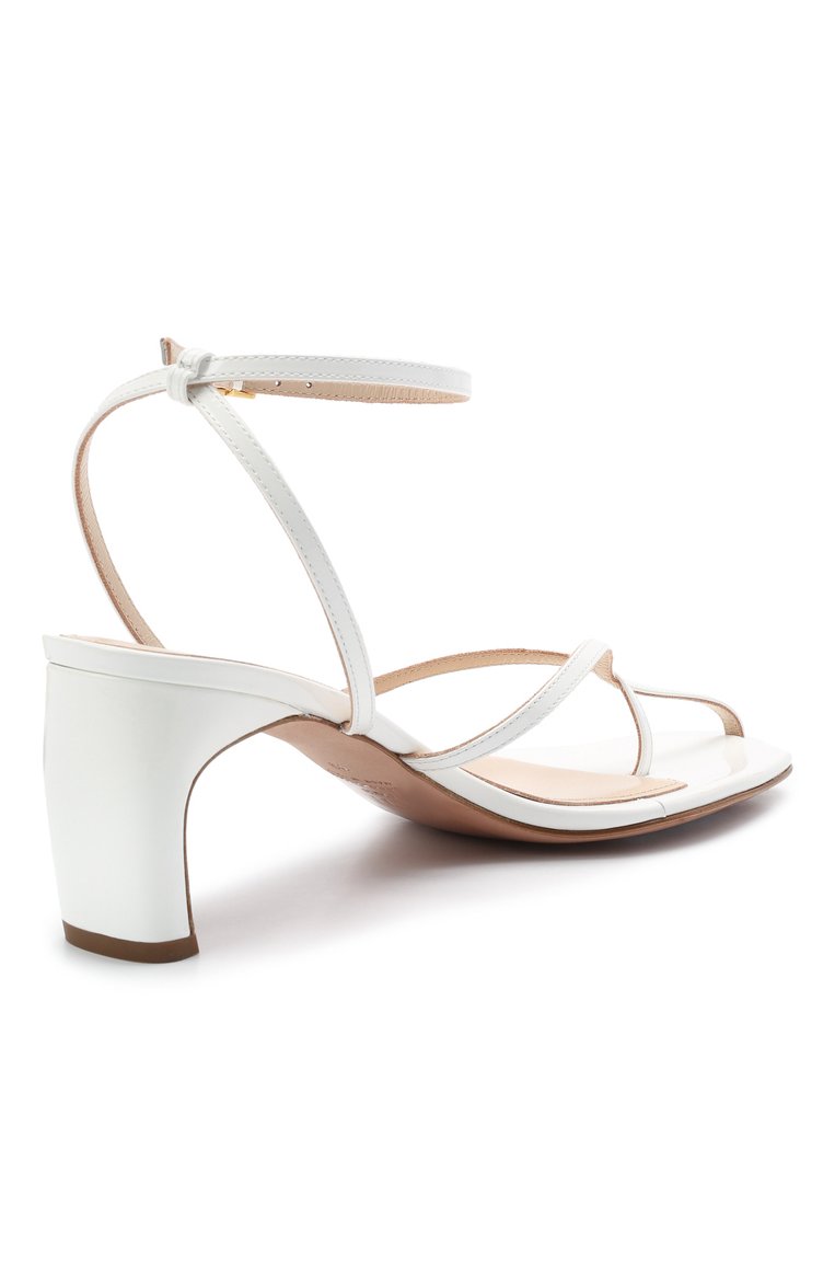 Женские кожаные босоножки ficelle ELLEME белого цвета, арт. FICELLE ANKLE STRAP PATENT/LEATHER | Фото 4 (Материал внутренний: Натуральная кожа; Каблук высота: Средний; Каблук тип: Устойчивый; Подошва: Плоская; Региональные ограни�чения белый список (Axapta Mercury): Не проставлено; Материал внешний: Натуральная кожа)