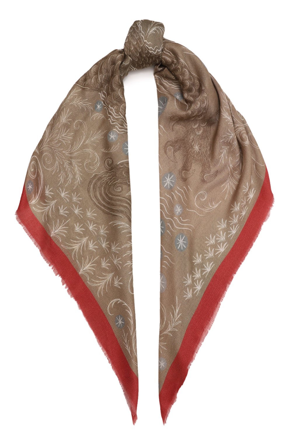 Платок дракон GOURJI темно-бежевого цвета по цене 25970 руб., арт. T27DRBE10R, фото 1 Платок дракон GOURJI, арт. T27DRBE10R, фото 1