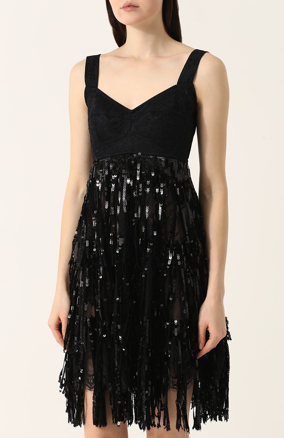 Мини-платье с завышенной талией и пайетками DOLCE & GABBANA, арт. F67G7Z/HLMQB, фото 3