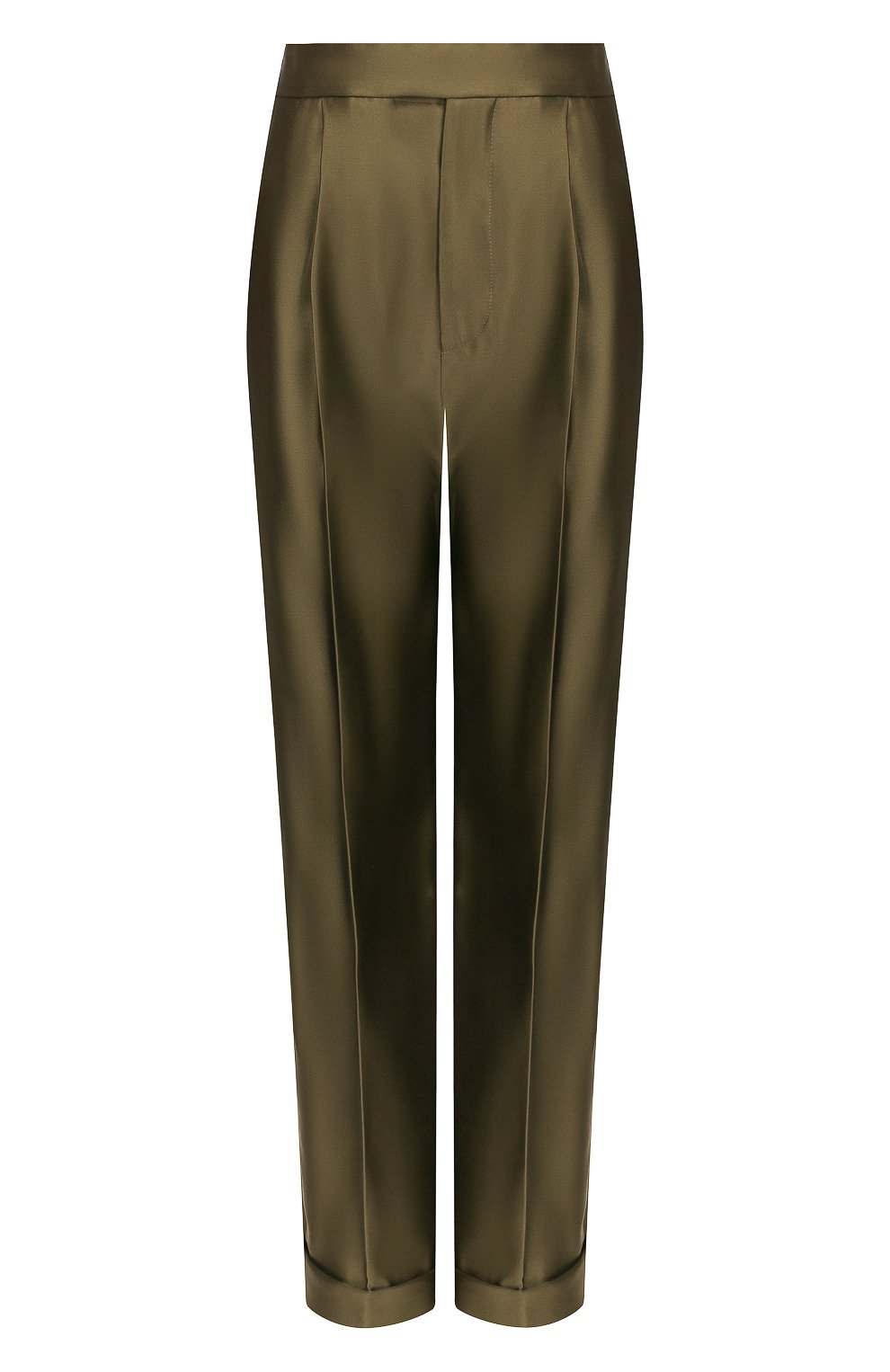 Шелковые брюки TOM FORD хаки цвета по цене 193500 руб., арт. PAW282-FAX578, фото 1 Шелковые брюки TOM FORD, арт. PAW282-FAX578, фото 1