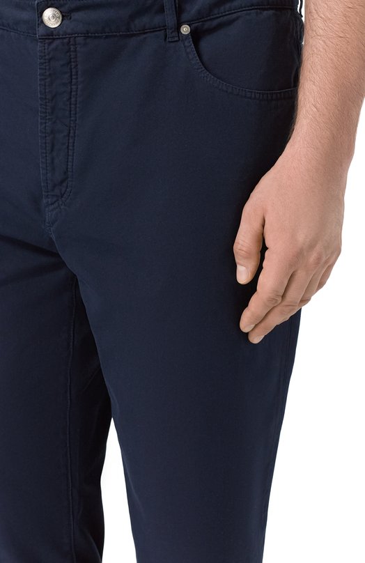 Хлопковые брюки Brunello Cucinelli M252DF1010 Синий  M252DF1010 Фото 5