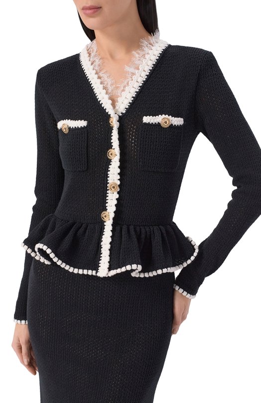 Платье из хлопка и льна self-portrait SS26086MB Чёрный  SS26086MB Фото 4