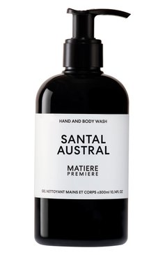 Очищающий гель для рук и тела santal austral (300ml) MATIERE PREMIERE бесцветного цвета, арт. 3760372460679 | Фото 1 (Назначение: Для рук, Для тела; Региональные ограничения белый список (Axapta Mercury): Не проставлено; Нос: Не проставлено; Косметика кросс-кт: Уход У; Тип продукта: Гели)