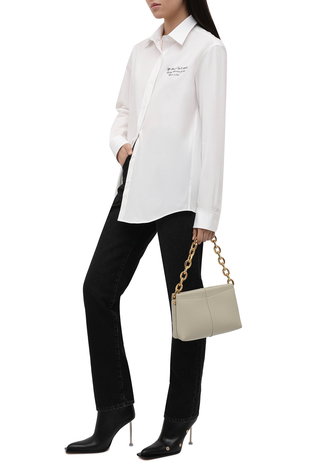 Кожаные ботильоны OFF-WHITE черного цвета по цене 151500 руб., арт. 0WID007S21LEA0011000, фото 2 Кожаные ботильоны OFF-WHITE, арт. 0WID007S21LEA0011000, фото 2