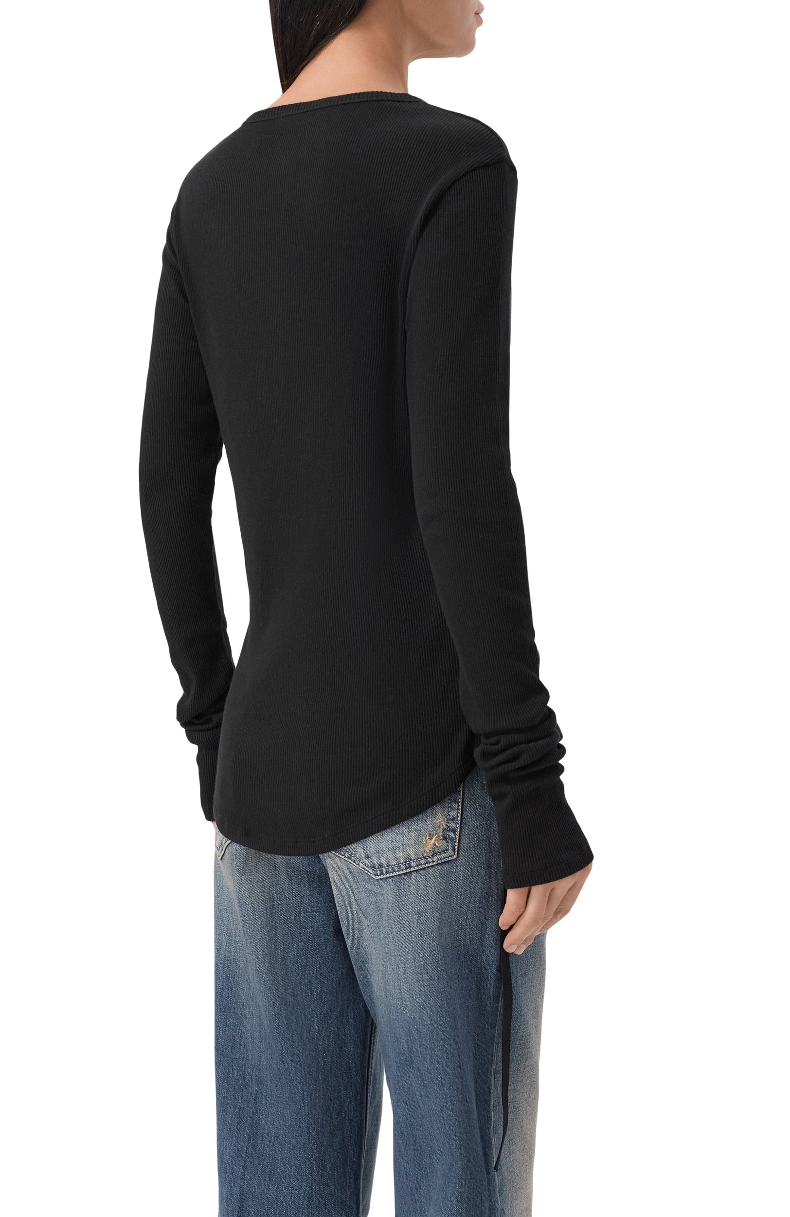 Хлопковый лонгслив-хенли ANN DEMEULEMEESTER, арт. B0014225/FA659, фото 4
