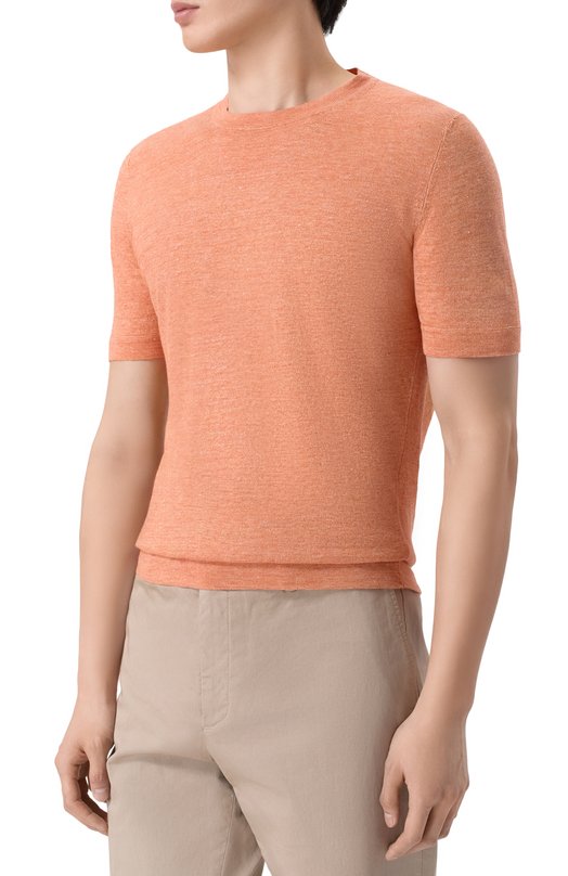 Футболка изо льна и хлопка Brunello Cucinelli M2L00340 Розовый  M2L00340 Фото 3