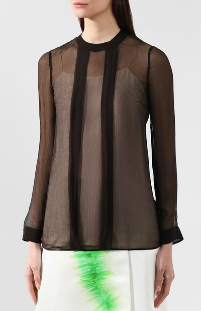 Шелковая блузка PRADA черного цвета по цене 68000 руб., арт. P976F-448-F0002, фото 3 Шелковая блузка PRADA, арт. P976F-448-F0002, фото 3