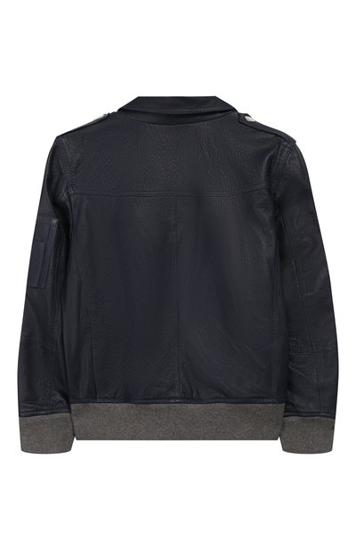 Кожаная куртка BRUNELLO CUCINELLI синего цвета по цене 199000 руб., арт. BPNPEY102B, фото 2 Кожаная куртка BRUNELLO CUCINELLI, арт. BPNPEY102B, фото 2