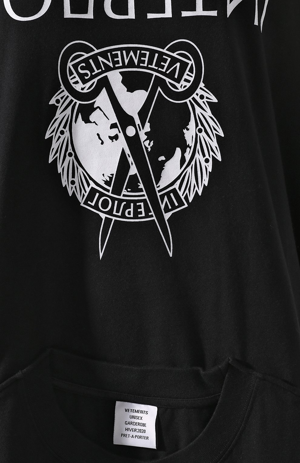 Хлопковое платье VETEMENTS черного цвета по цене 76350 руб., арт. UAH20TR922/W, фото 5 Хлопковое платье VETEMENTS, арт. UAH20TR922/W, фото 5