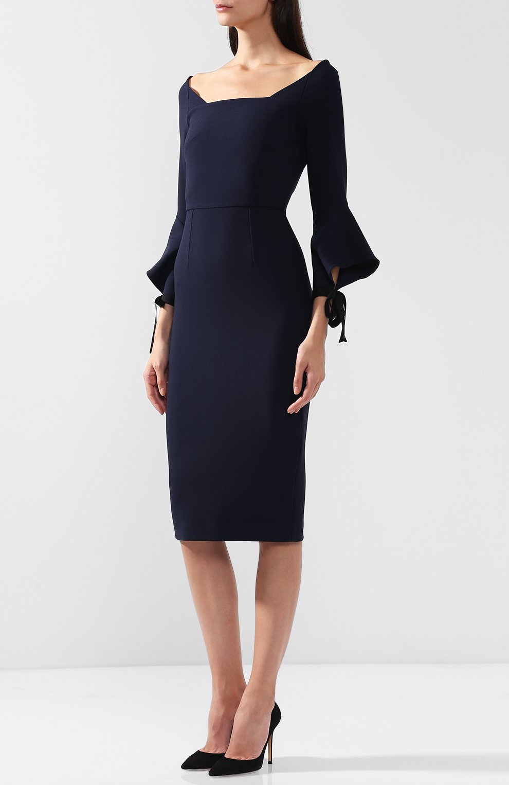 Приталенное пл атье-миди с расклешенными рукавами ROLAND MOURET, арт. PW18/S0349/F2196, фото 3