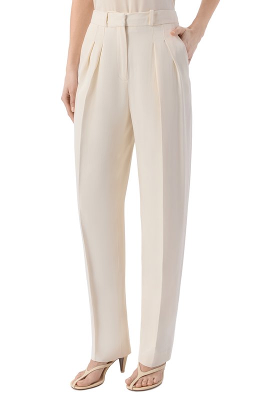 Брюки из вискозы и шерсти Loulou de Saison ALI0 Кремовый  ALI0 Фото 3