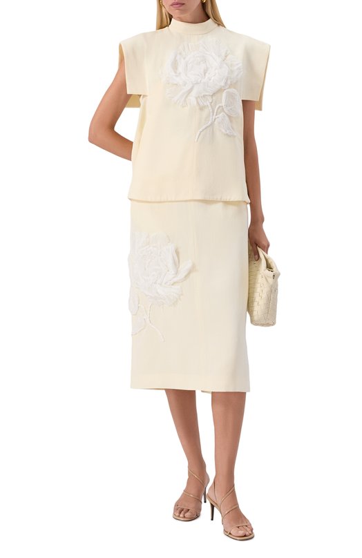 Топ из вискозы и шелка Jil Sander J03NC0305/J65005 Кремовый  J03NC0305/J65005 Фото 2