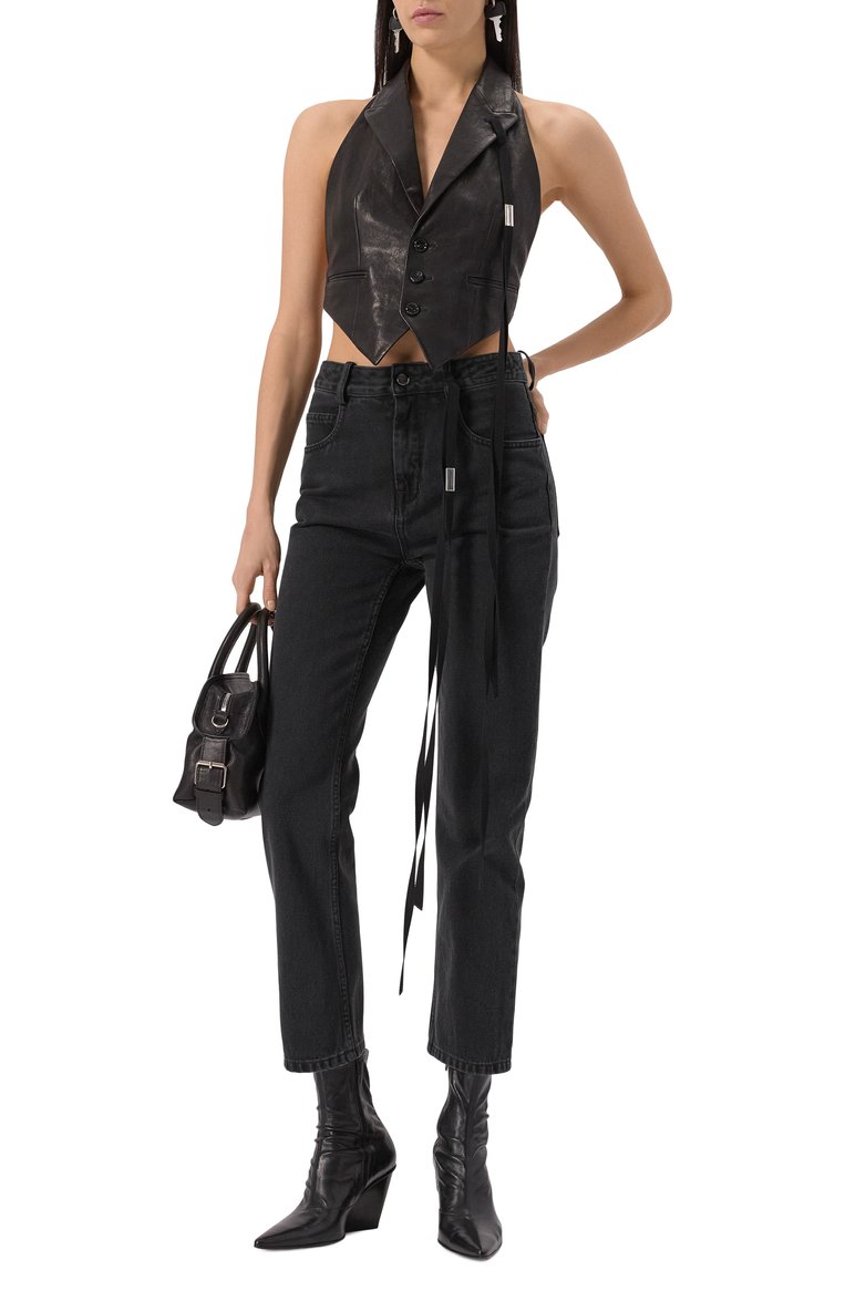 Женские джинсы ANN DEMEULEMEESTER темно-серого цвета, арт. B0011430/FA039 | Фото 2 (Драгоценные камни: Проставлено; Материал сплава: Проставлено; Материал внешний: Деним, Хлопок; Длина (брюки, джинсы): Укороченные; Силуэт Ж (брюки и джинсы): Прямые; Стили: Гранж; Кросс-КТ: Деним)