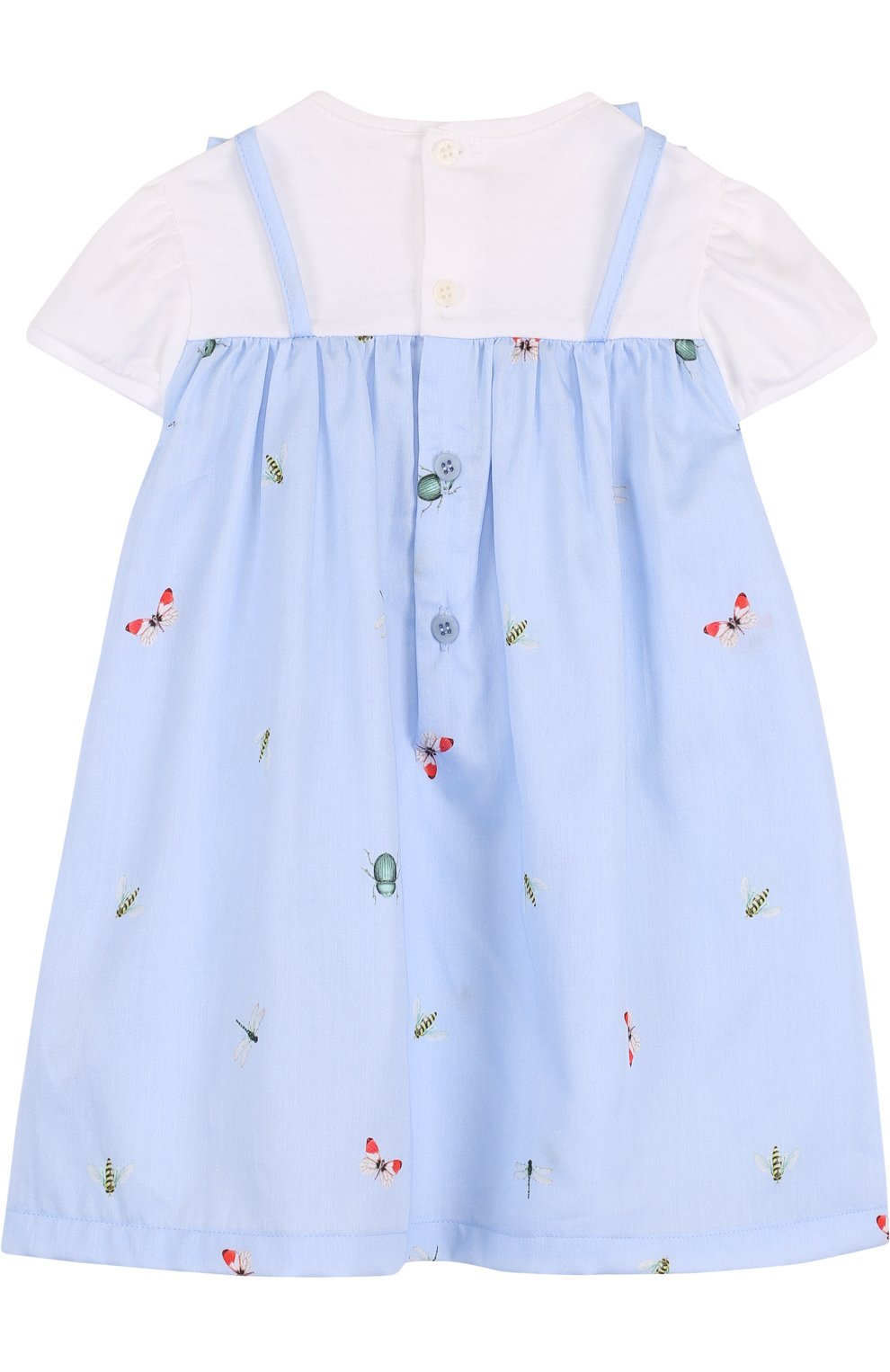 Хлопковое платье с принтом и оборкой IL GUFO голубого цвета по цене 11450 руб., арт. P18VM445C4039/2A, фото 2 Хлопковое платье с принтом и оборкой IL GUFO, арт. P18VM445C4039/2A, фото 2
