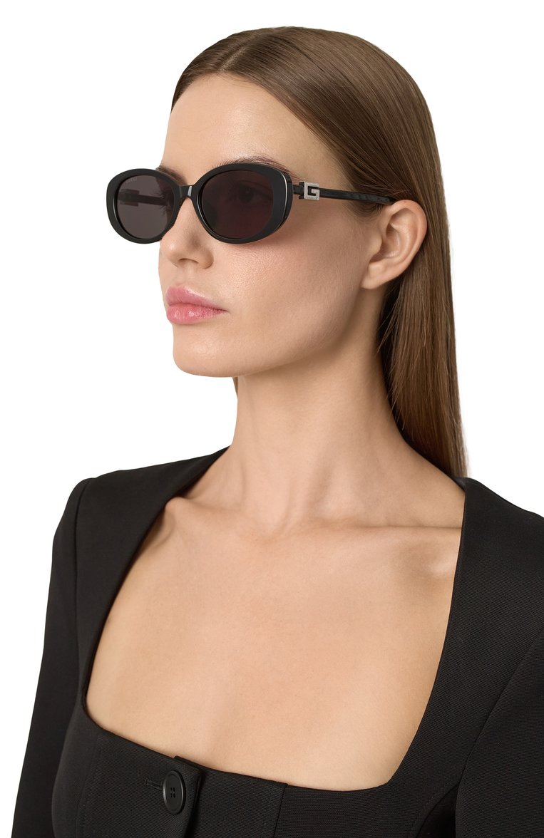 Женские солнцезащитные очки GUCCI черного цвета, арт. GG1684SA 001 | Фото 2 (Региональные ограничения белый список (Axapta Mercury): Не проставлено; Нос: Не проставлено; Материал: Пластик; Тип очков: С/з; Очки форма: Овальные; Оптика Гендер: оптика-женское)