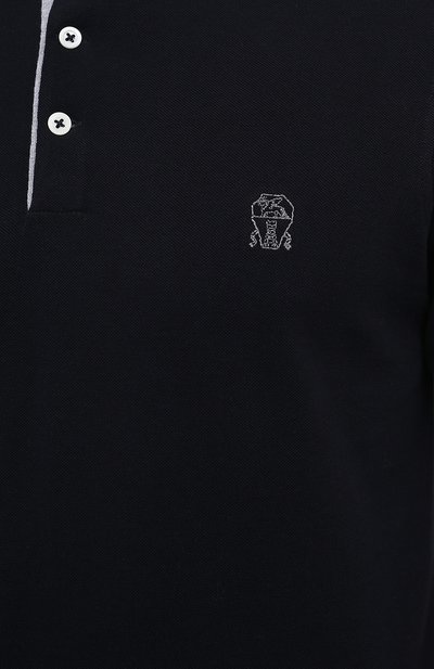 Хлопковое поло BRUNELLO CUCINELLI темно-синего цвета по цене 63950 руб., арт. M0T638357G, фото 5 Хлопковое поло BRUNELLO CUCINELLI, арт. M0T638357G, фото 5