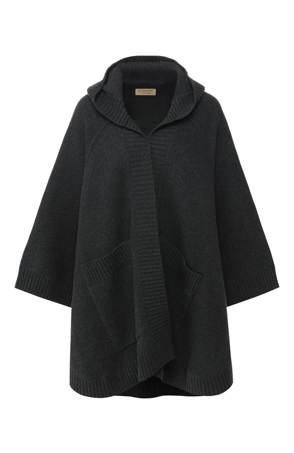 Шерстяное пончо BURBERRY темно-серого цвета по цене 199500 руб., арт. 4078522, фото 1 Шерстяное пончо BURBERRY, арт. 4078522, фото 1