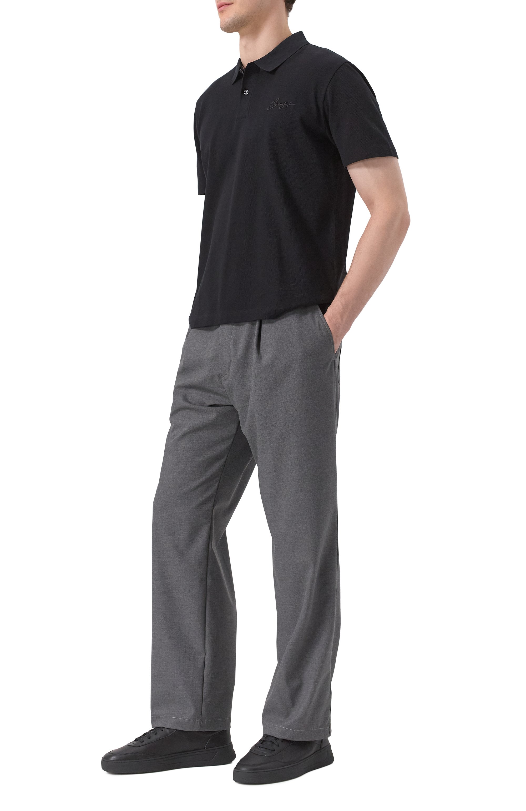 Хлопковое поло BOSS черного цвета по цене 17950 руб., арт. 50531402, фото 2 Хлопковое поло BOSS, арт. 50531402, фото 2