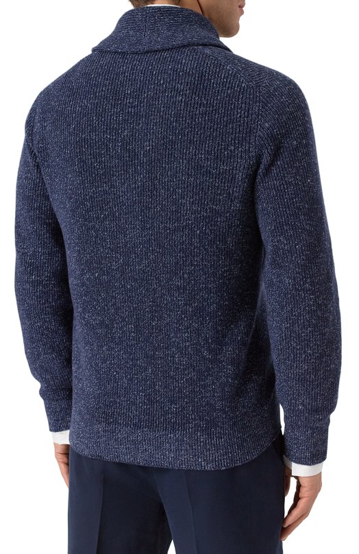 Кардиган из хлопка и льна Brunello Cucinelli MCH709006P Синий  MCH709006P Фото 4